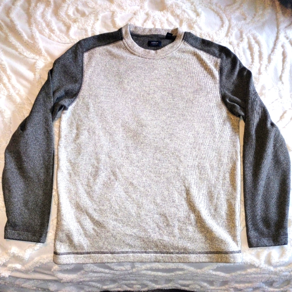 Arrow Men Colorblock Waffle Knit Thermal Long Sleeve Crewneck Shirt M